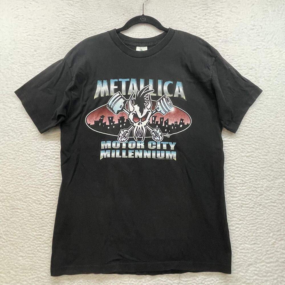 Vintage Metallica Shirt Mens Large Black Motor City Millennium Concert 1999 90s - Picture 1 of 10